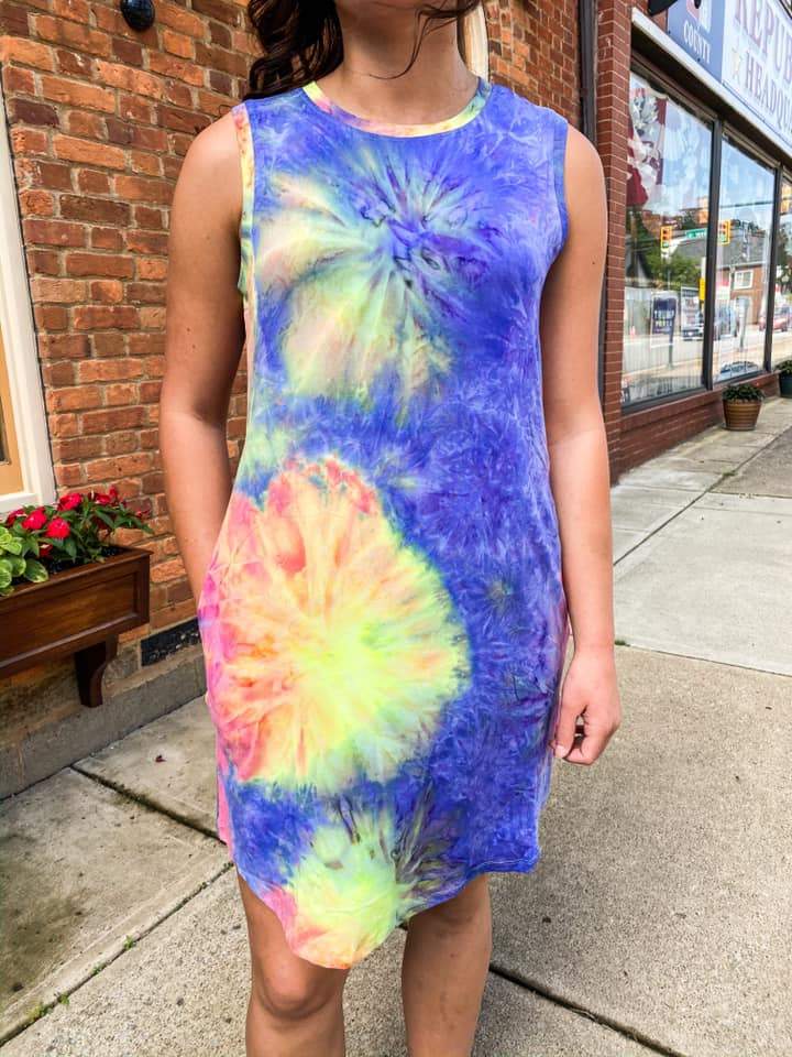 Tie dye sleeveless dress online