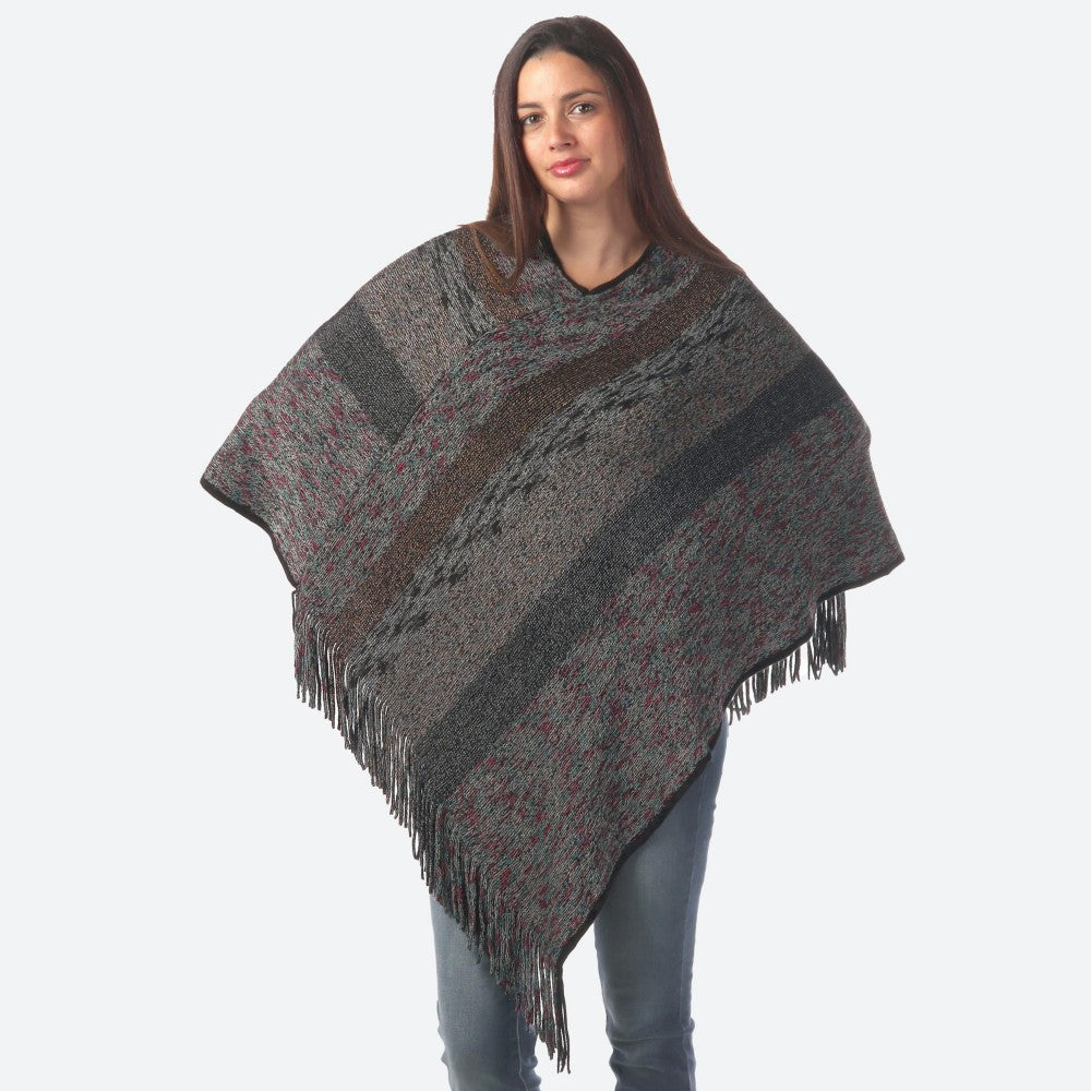 Multicolored Striped Poncho