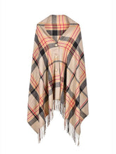 Load image into Gallery viewer, Plaid Scarf Wrap with buttons